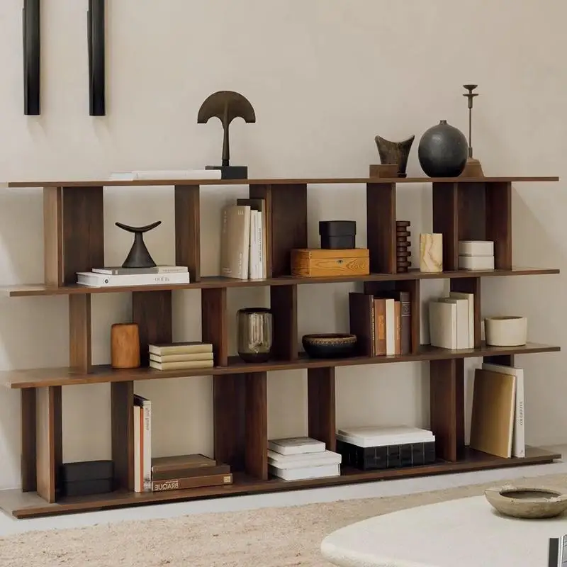 Medieval Shelf Solid Wood Creative Bookcase Floor Shelf Partition Display Wabi Sabi Bogu Display
