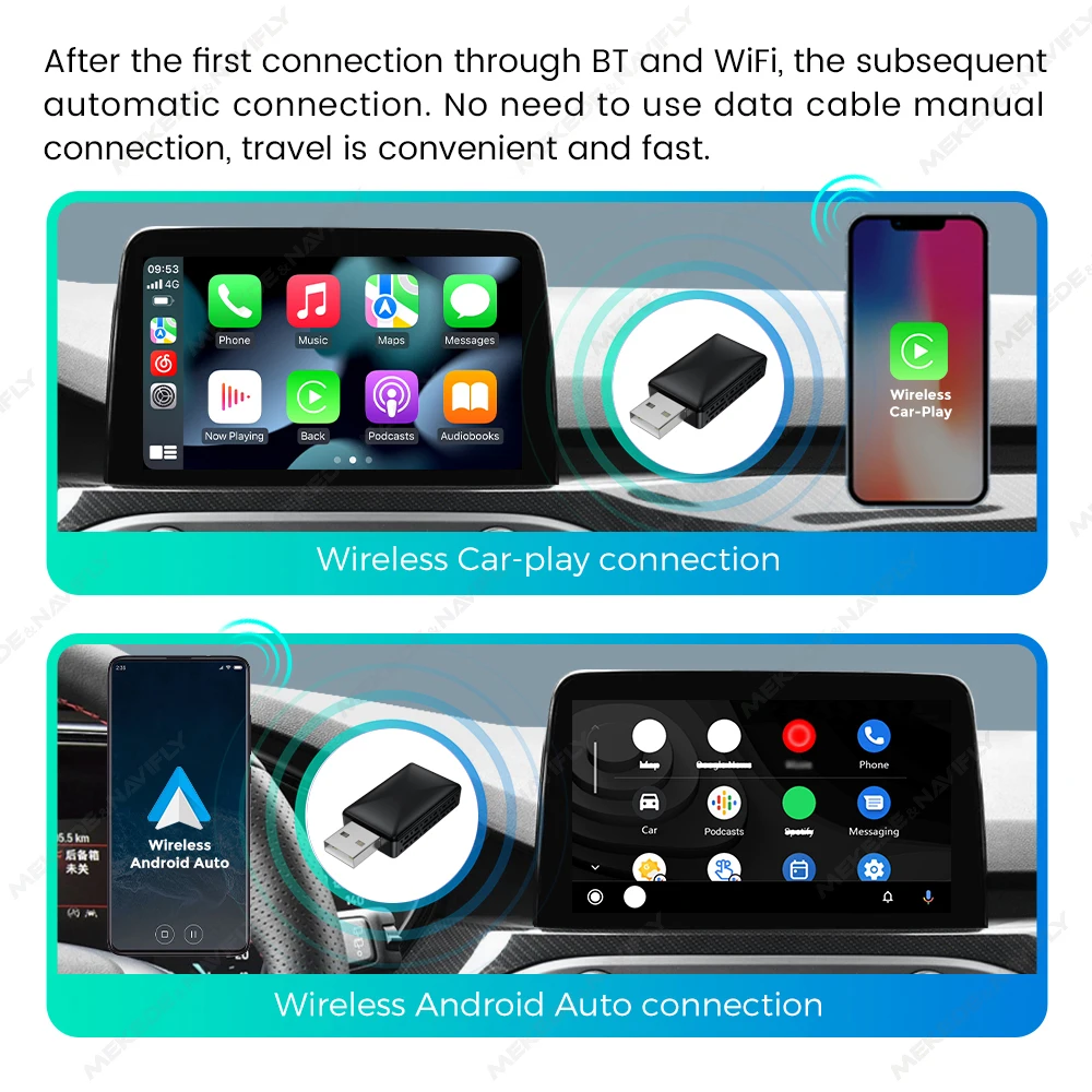 Carplay Ai Box Android Auto Wireless Adapter Smart Ai Box Car OEM Wired To Wireless USB Dongle Streaming Box Carlink Automotive