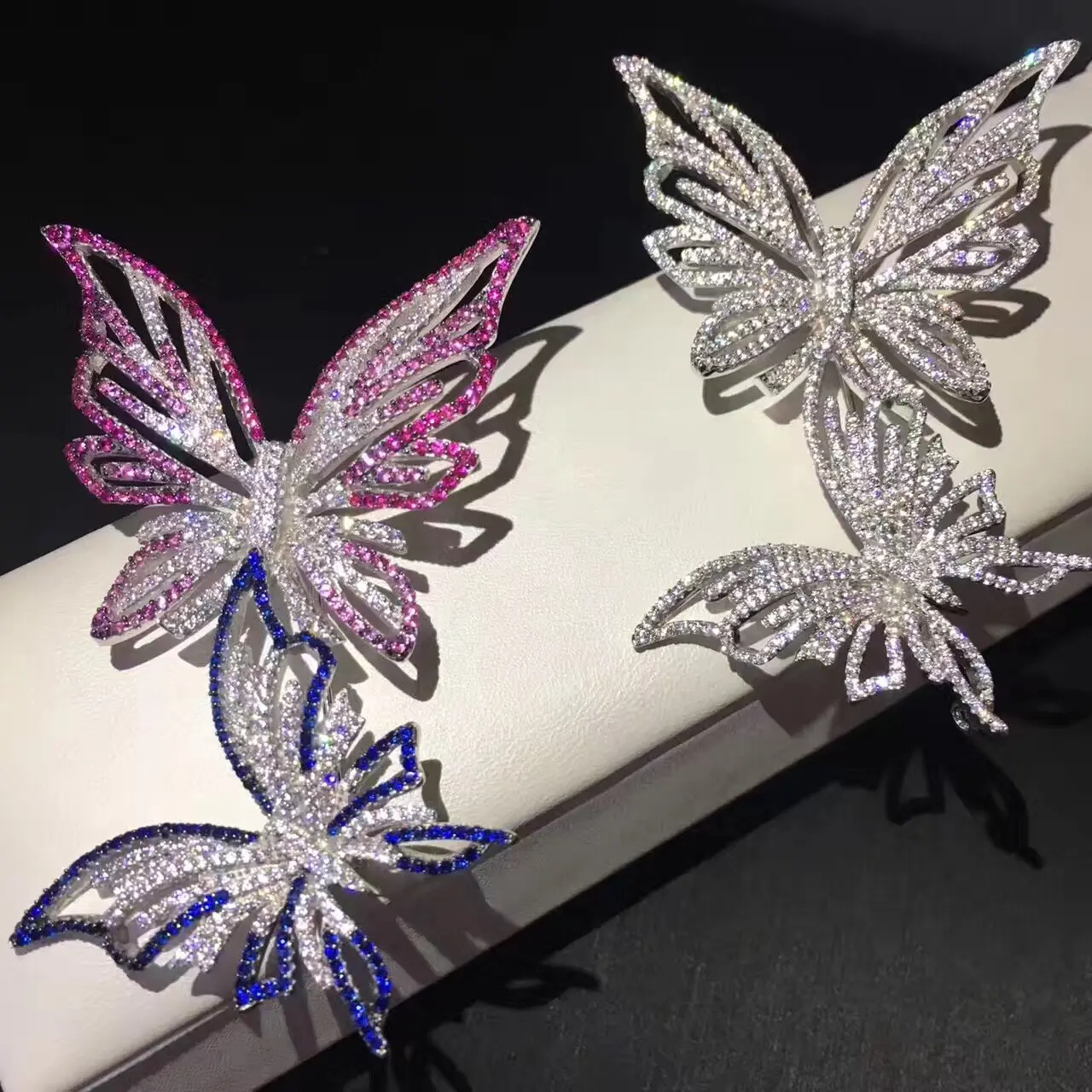 

double butterflies brooch 925 sterling silver with cubic zircon mixed color fine women jewelry