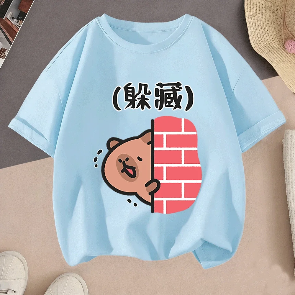 

Hot Sale 2026 Capybara 2D Printed Casual Summer Short Sleeve T Shirt For Teenagers Kids Boys