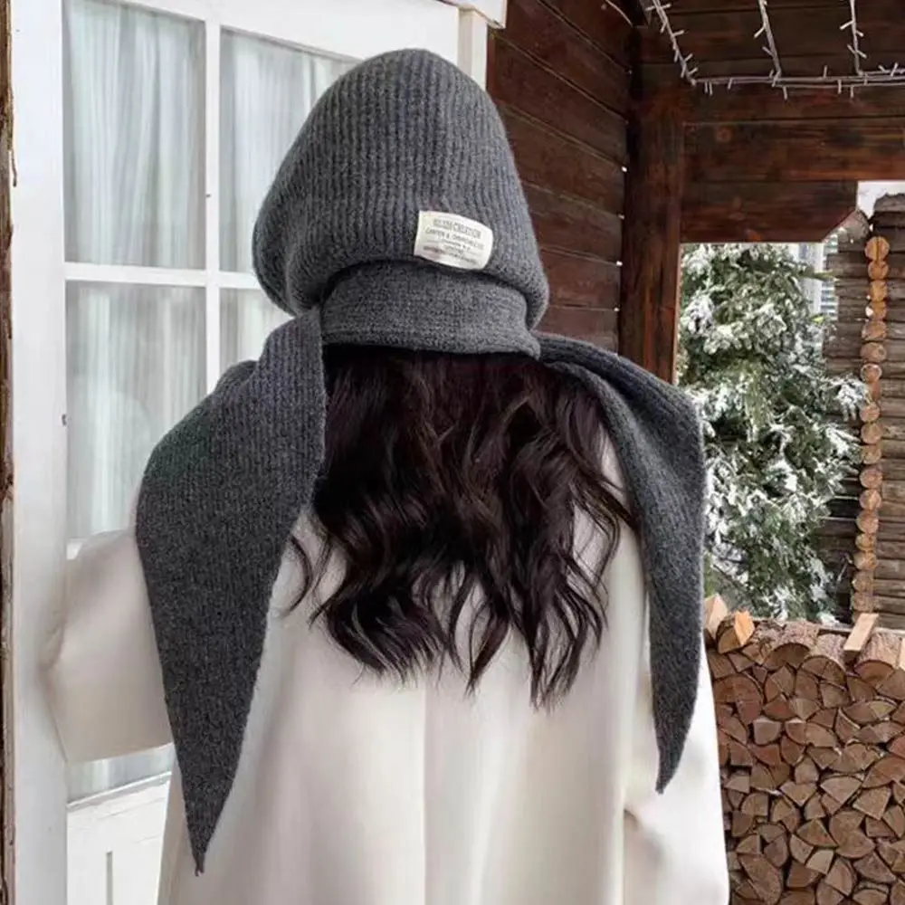 محبوك الشتاء بالاكلافا سميكة مقنعين قبعة غطاء حماية الأذن اكسسوارات الشتاء قطعة واحدة وشاح قبعة الطقس البارد طوق الرقبة #3