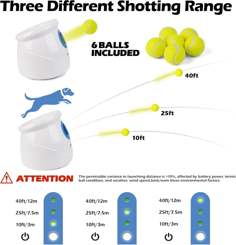 Dog Automatic Ball Launcher for Large Dogs Ball Thrower Machine Outdoor Indoor Use Interactive Dog Toy Adjustable Distance 10-40