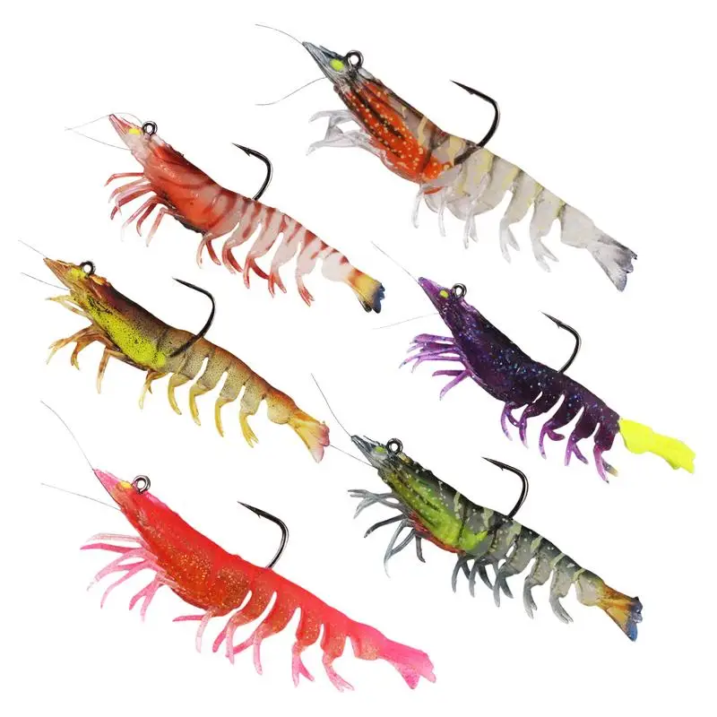 

Trout Fishing Lures For Freshwater Soft Shrimp Glow-in-the-Dark Multi-section Silicone Bait With Hook Saltwater Blackfish Bass
