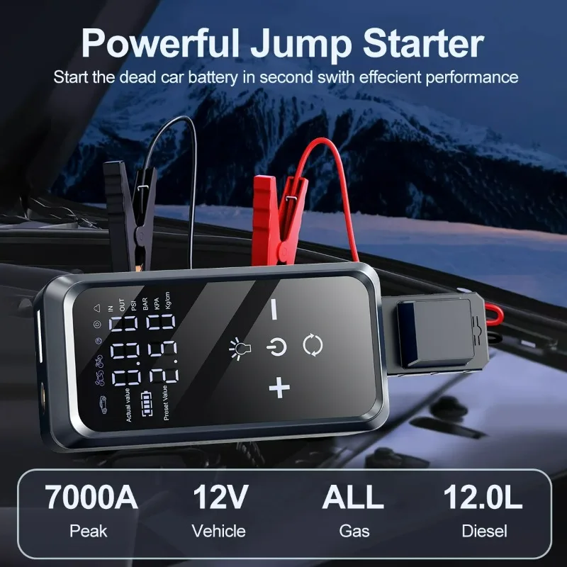 

Car Jump Starter 26800mAh/21800mAh Power Bank 150PSI Pump Air Compressor Emergency Battery Booster Power Bank Start