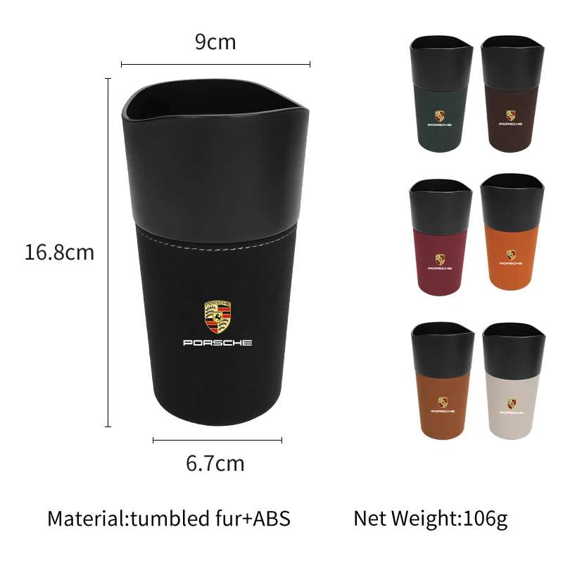 Car Trash Can Organizer For Porsche Cayenne Macan Cup Holder Storage Center Cup Holder Insert Garbage Rubbish Bin Accessories