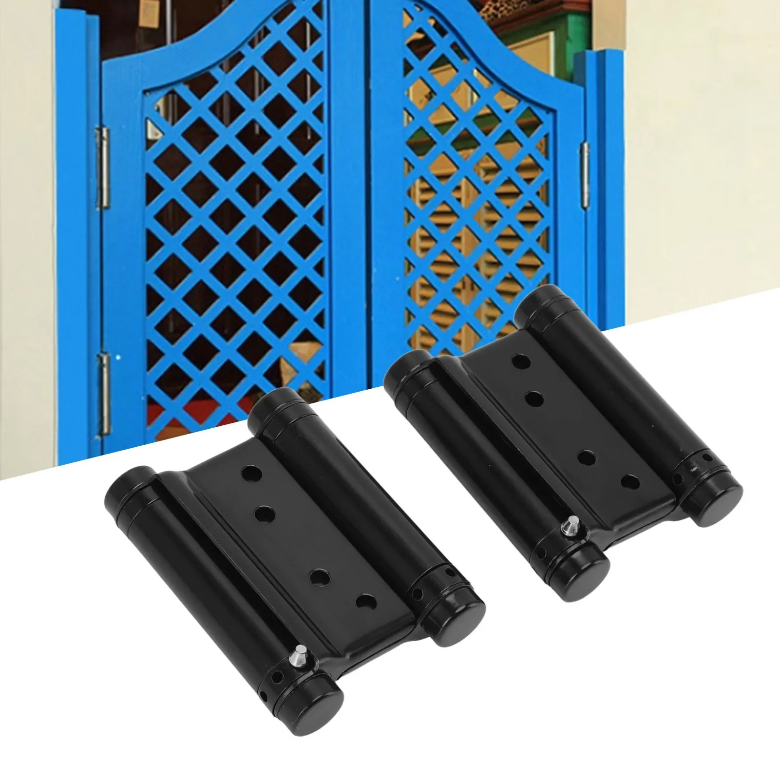 1 Pair Hinge Black Spring Hinge Double Action Automatic Closing Hardware For Saloon Bar Door Cowboy Door Fence