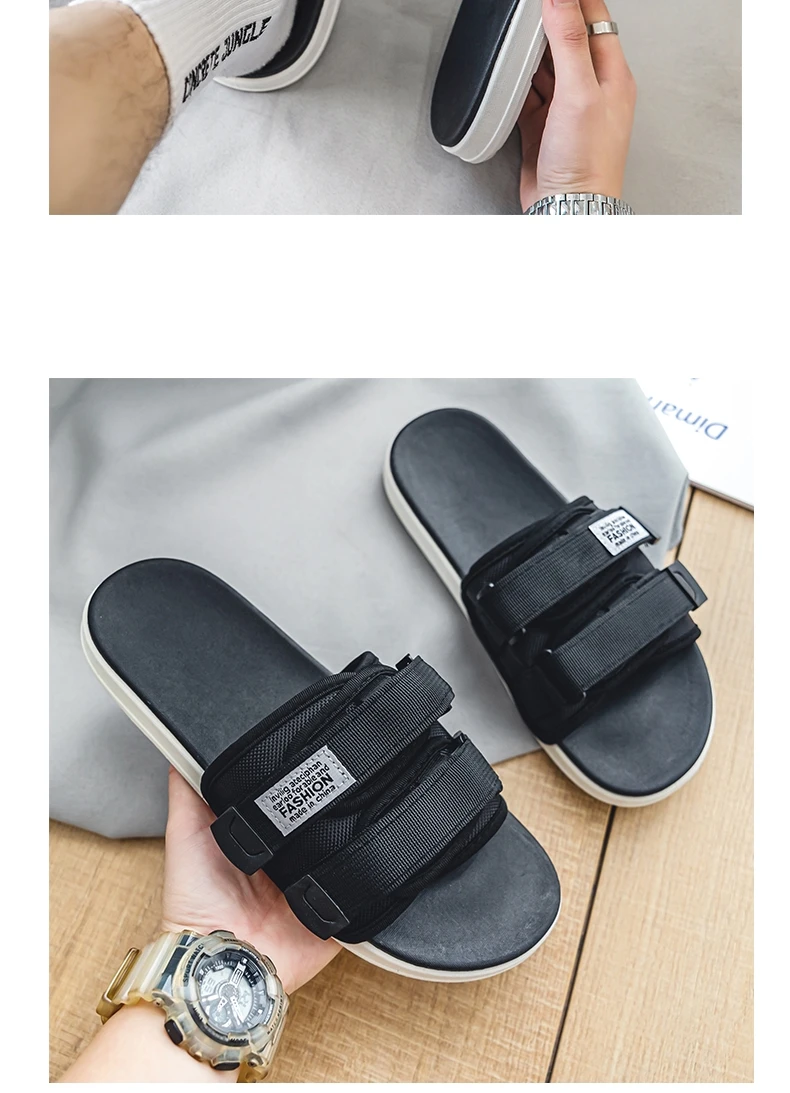 Herren Outdoor-Hausschuhe, für den Innenbereich, lässige Hausschuhe, rutschfest, weicher Boden, Hakenschlaufen-Hausschuhe, modische Strand-Sommersandalen, Flip-Flop – Detail 20