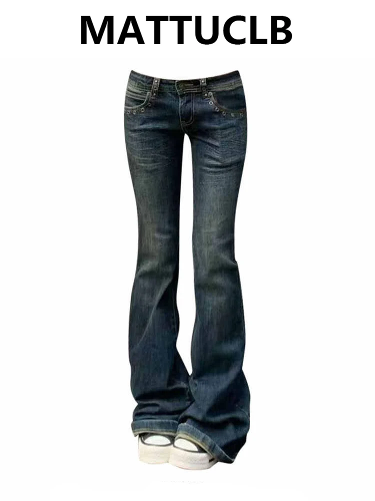 

Women's Flare Jeans Low Rise Denim Pants Japanese Bell Bottom Abi Y2k Gyaru Stretch Cowboy American Retro Punk Grunge Korean New
