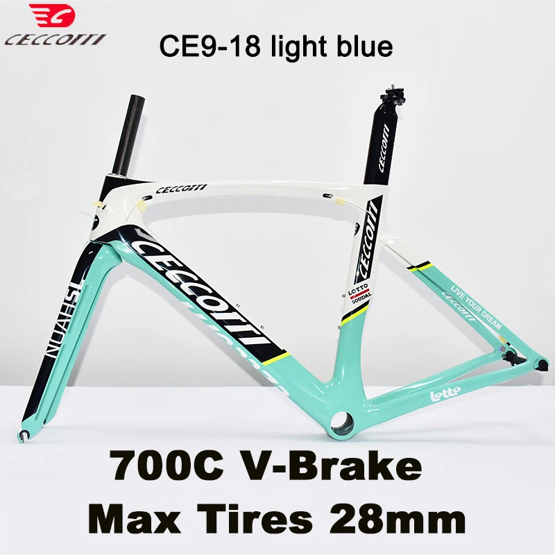 CECCOTTI T1000 Full Carbon Frame Fit Max Tires 28mm Bicycle Frameset BSA Cycling Racing Road Bike Frame