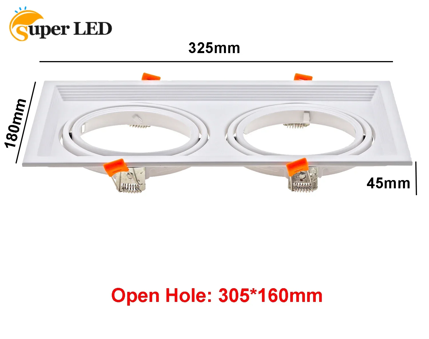 1 PCS Downlight Fixture GU10 Round White LED Recessed Ceiling Light Frame for Ceiling and Cabinet,Hole Cutout 305X160mm