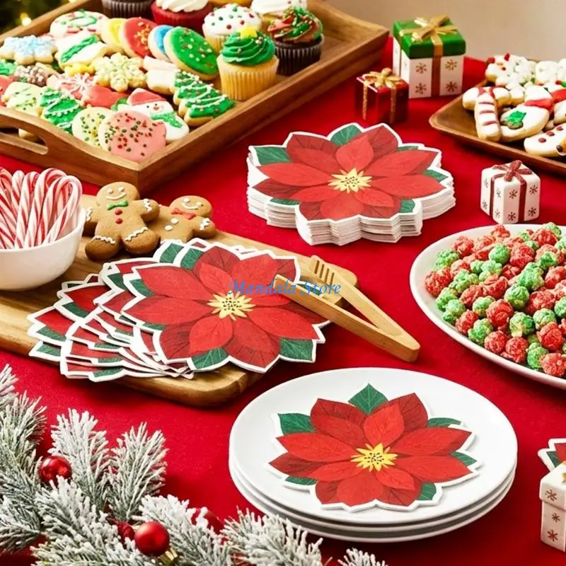 U2JC Die Cut Holiday Theme Paper Napkins 20Pieces for Christmas Party Table Setting