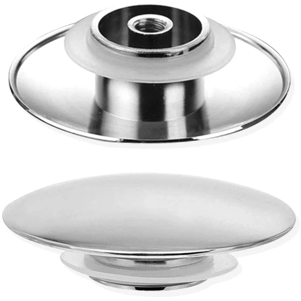 Prata Chrome Botão Push Sink Plug, Plug Waste Basin, Latão Pop Up Sink, 6,6 centímetros