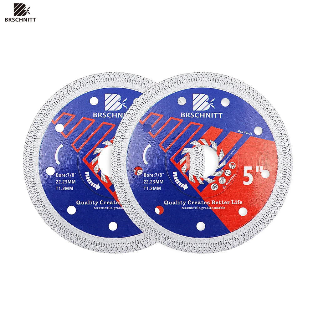 BRSCHNITT Diamanttrennscheibe 125mm X Mesh Turbo Sägeblatt Trennscheibe für Keramik, Porzellanfliesen, Marmor, Granit, Schneidscheibe für Fliesen und Stein