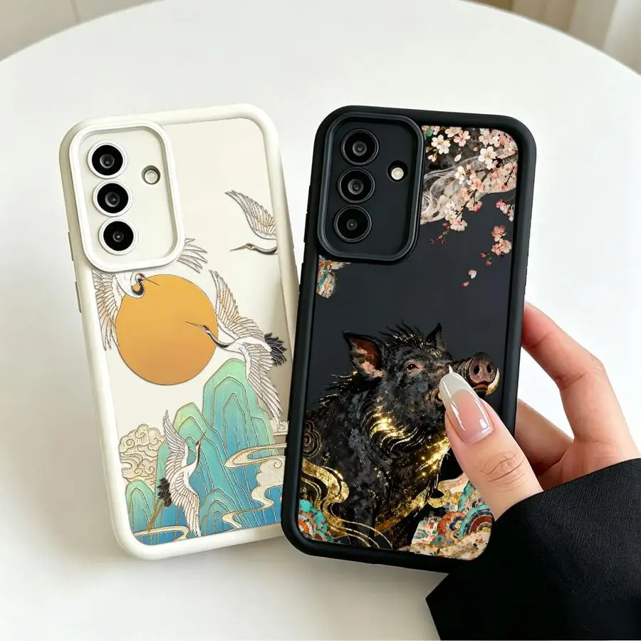 Чехол для телефона с мультяшным краном и диким кабаном Samsung Galaxy A22 A11 A32 A16 A21s A06 A50 A52 A17 A15 A73 A56 A24 A13 A25 A26 A54