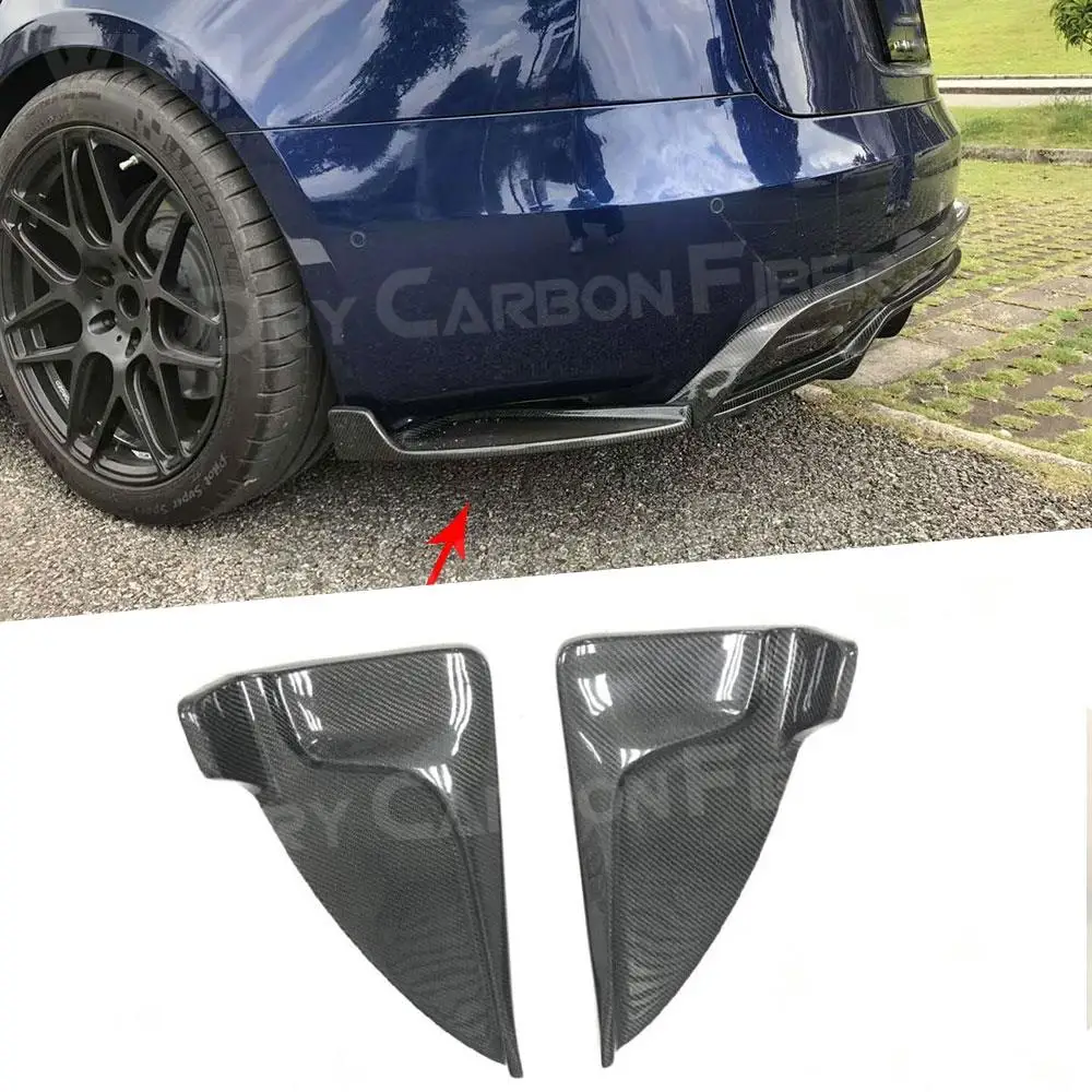 

Carbon Fiber Rear Bumper Lip Splitters Flaps for Tesla Model S 70D P85D 90D P100D Sedan 4 Door 2016-2017 2Pcs / Set