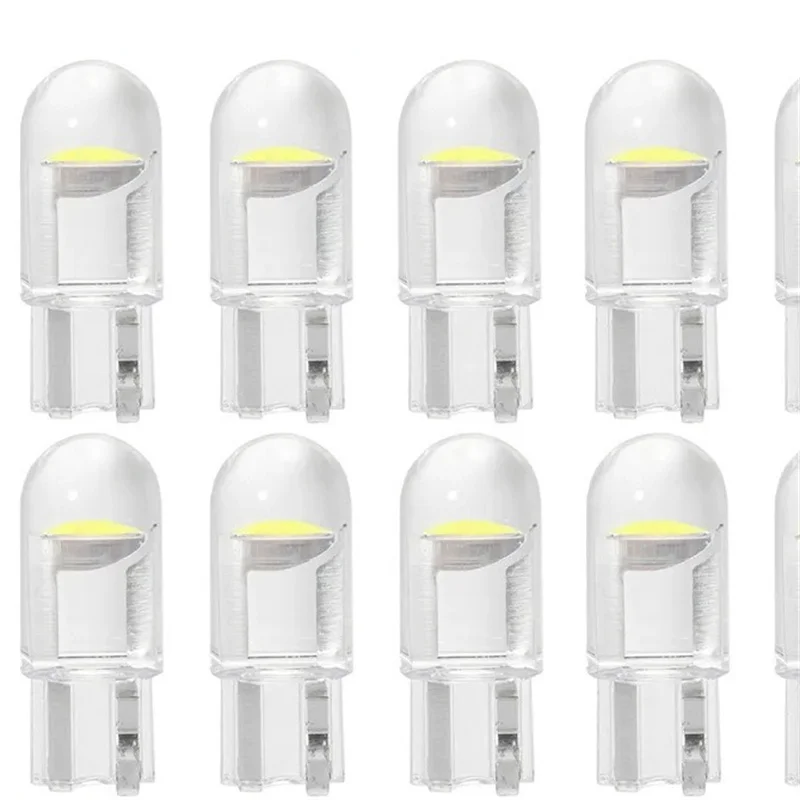 10/20/50PCS T10 DC 12V Car LED Light Canbus Glass COB 6000k Reading Dome Lamp Marker Wedge License Plate Light Bulb Wholesale