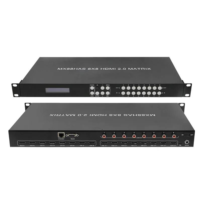 HDMI2.0 Matrix 8X8 Matrix Fast Switch&video Wall Scaler Output Coaxial Audio Output Audio Delay 4K@60Hz IP/RS232/IR Control
