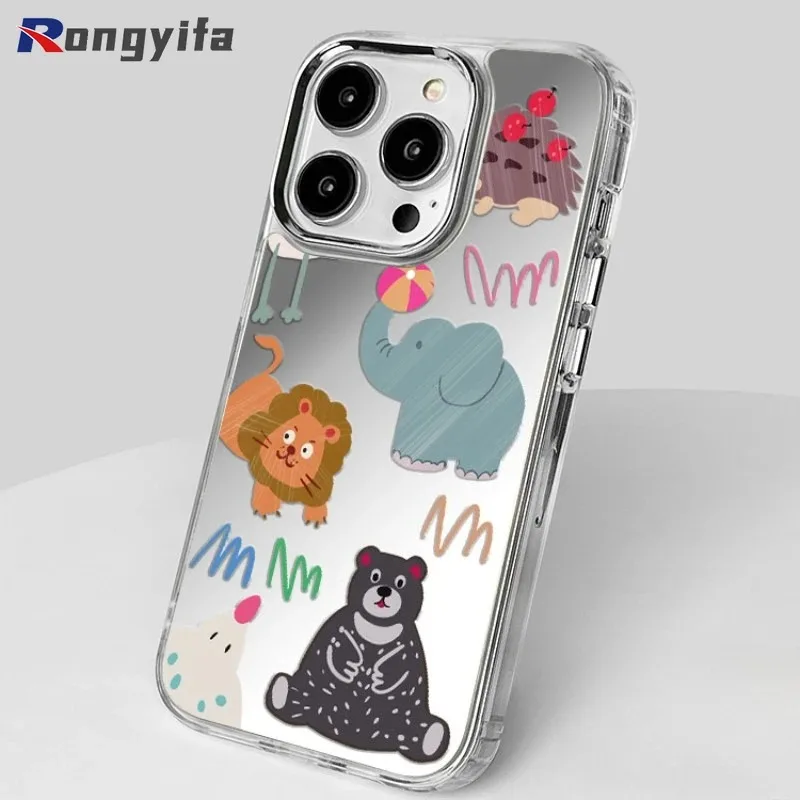 لطيف الحيوان مرآة جراب هاتف ل ممن لهم A38 A35 A33 A31 A18 A17K A15S A15 A12E A11K A9 A8 A7N A7X A5S A3S F9 برو مضحك غطاء