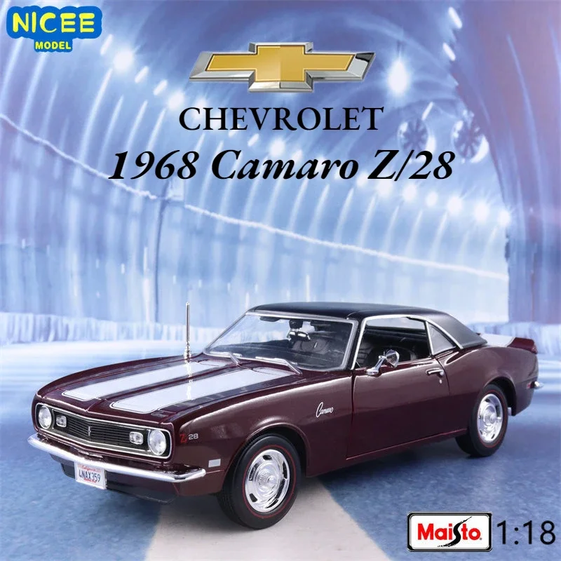 

Модель автомобиля Maisto 1:18 1968 Chevrolet Camaro Z/28 из металлического сплава, модель игрушечного автомобиля, Коллекционная модель, подарки для детей B602