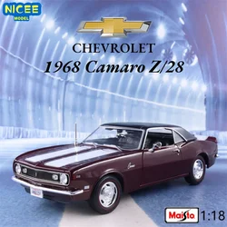 Maisto 1:18 1968 Chevrolet Camaro Z/28 High Simulation Alloy Diecast Metal Toy Car Model Simulation Collection kids Gifts B602