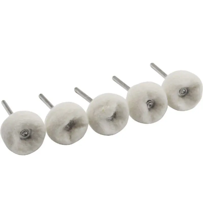 5 ชิ้น Felt บดหัวขัดล้อขัด 3 มิลลิเมตร Shank ด้ายฝ้ายขัดแปรงมินิสําหรับ Dremel Dril หยก