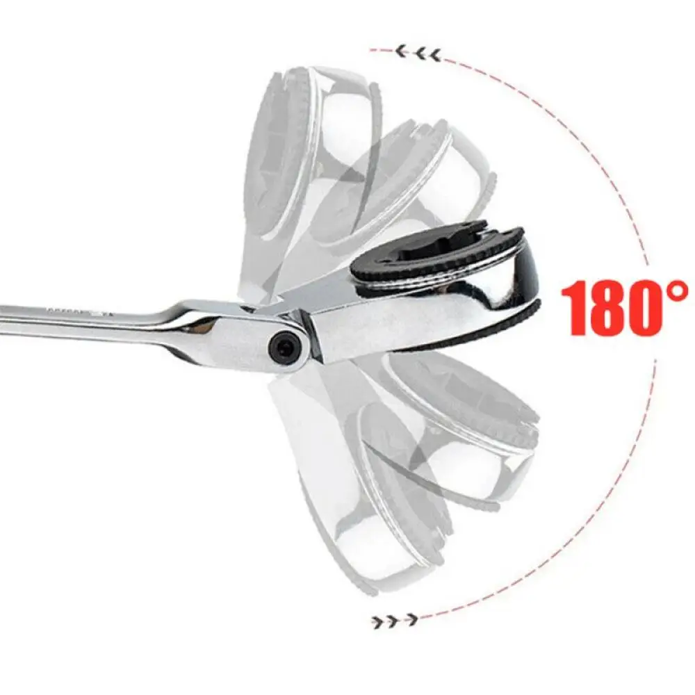 New 8-19MM 180° Adjustable Head Tubing Ratchet Wrench with Open Flexible Head 72 Teeth For Car Repair Oil Combination Wrenches