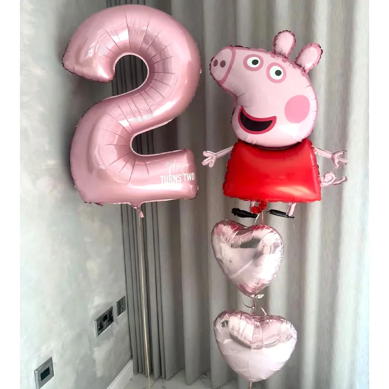 Cartoon Peppa Pig Aluminum Foil Balloon Kit Inflatable Balloon Decor for Toddler Birthday Party Baby Welcome Shower