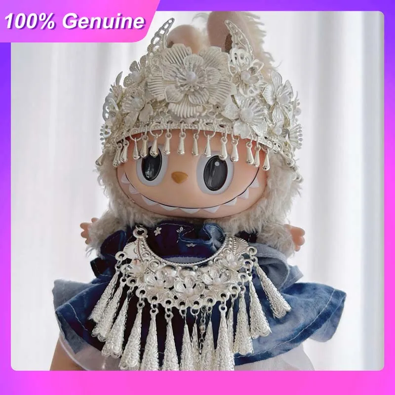 

Suitable For Labubu Clothes 17cm Doll Miao Style Set Tie-Dye Skirt Necklace Suitable V1/V2/V3 Doll Clothing Original Handmade