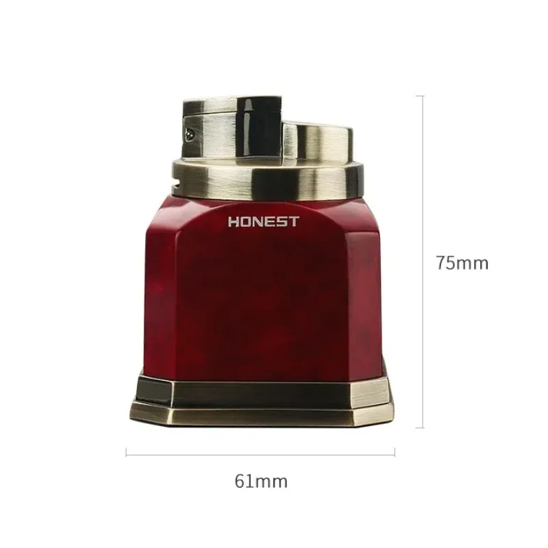 2024 New HONEST Four Jet Red Flame Lighter Butane Gas Eight Corner Metal Windproof Cigar Lighter No Butane Gas For Men\'s Gifts