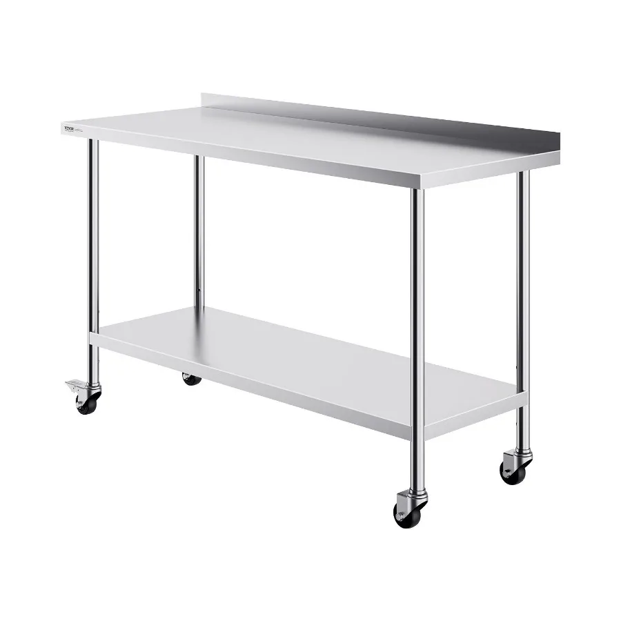 

24 x 60 x 40 Inch Stainless Steel Work Table Commercial Food Prep Worktable with Casters Heavy Duty Prep Worktable Metal Work