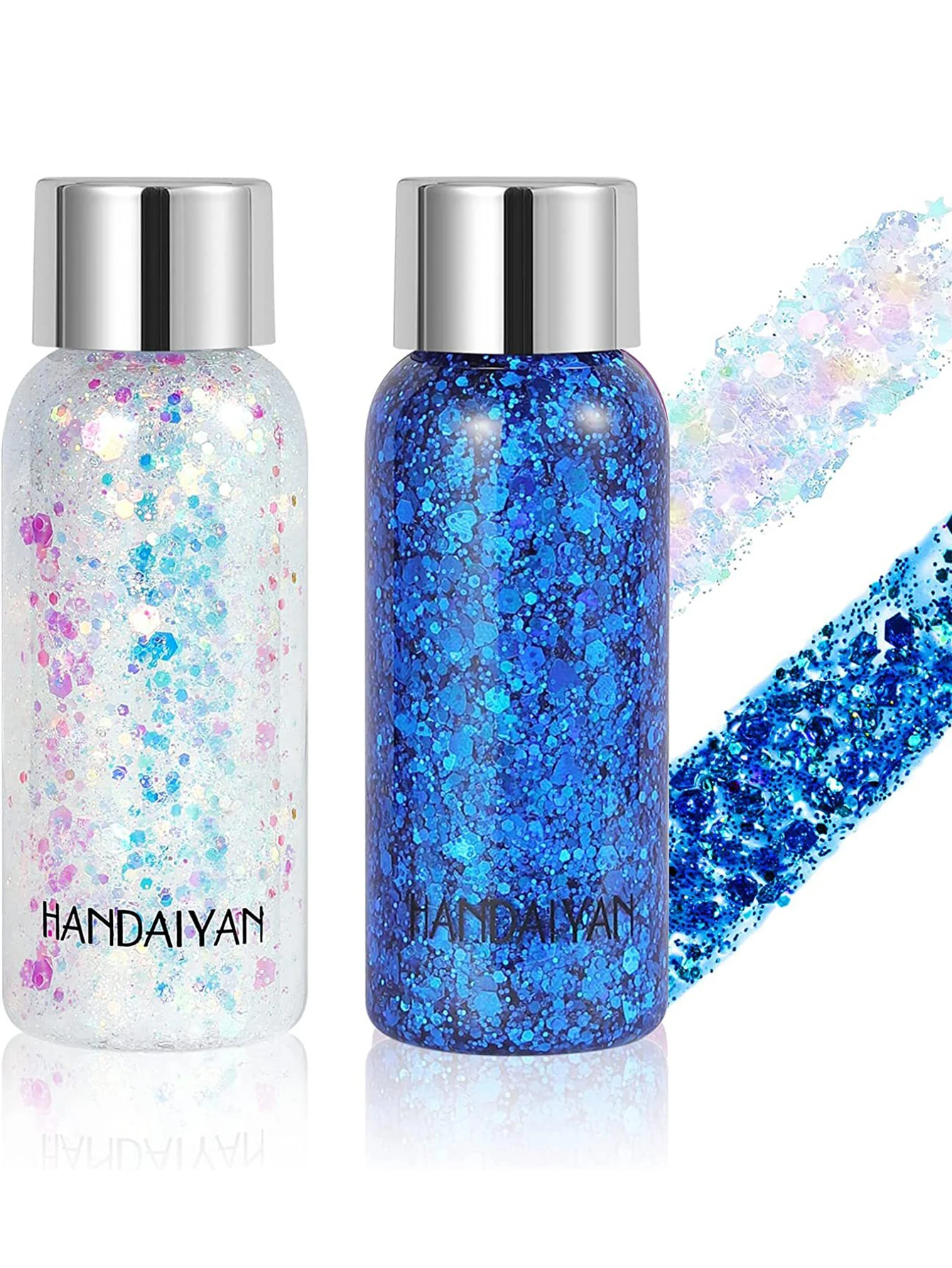 Body Glitter Gel,Mermaid Sequin Chunky Glitter Face Hair Nail Lip Glitter Gel Lasting Sparkling Lotion Glitter Liquid Eye Makeup