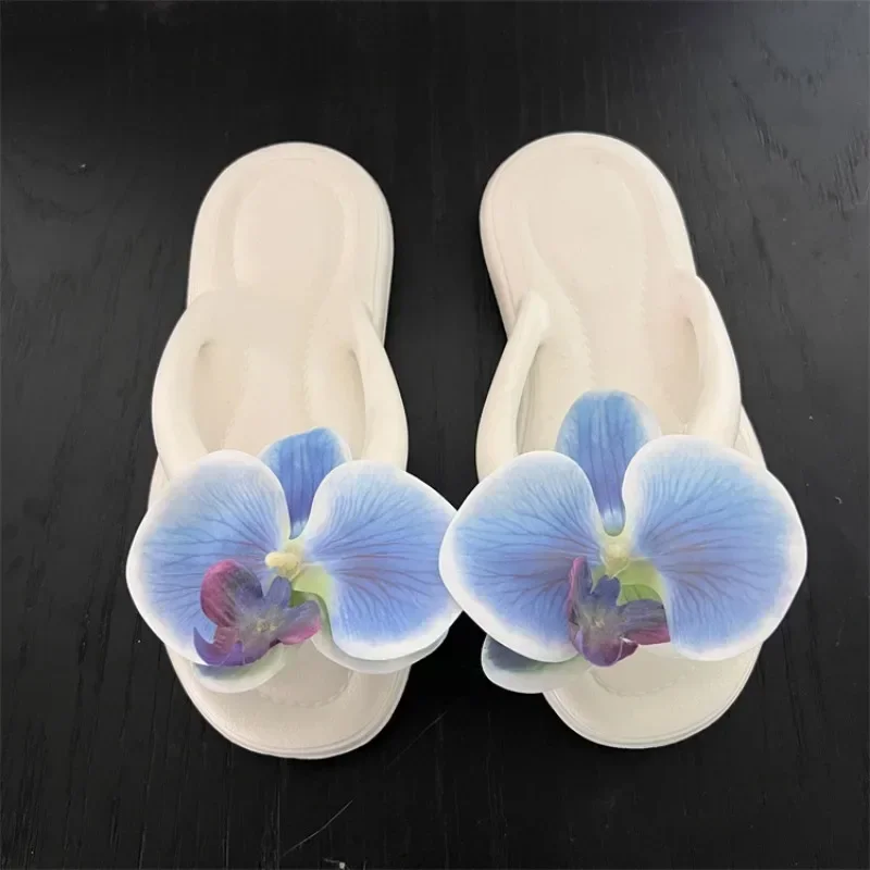 

Women Non-slip Flip Flops Butterfly Orchid Herringbone Slippers for Summer Casual Vacation Beach Shoes, Fashion Clip on Slides