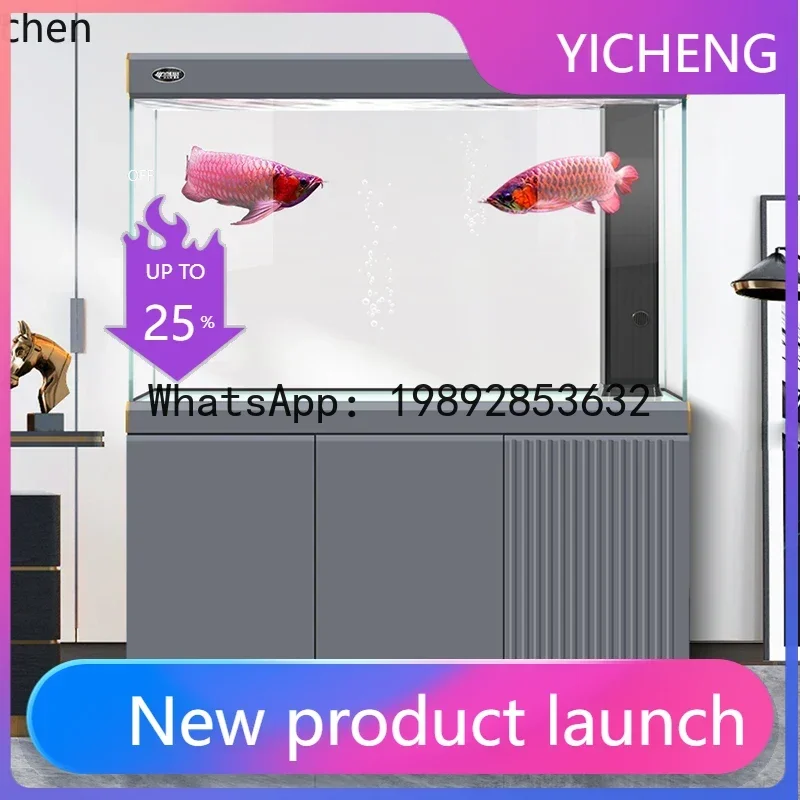 

Fish Tank Living Room Ultra Clear Glass Large Aquarium Household Floor Standing Dragon Fish Tank