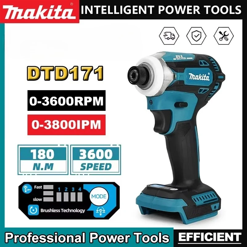 

Ударный шуруповерт Makita, беспроводной, бесщеточный, электрический, перезаряжаемый, дрель-шуруповерт Makita DTD171, электроинструмент