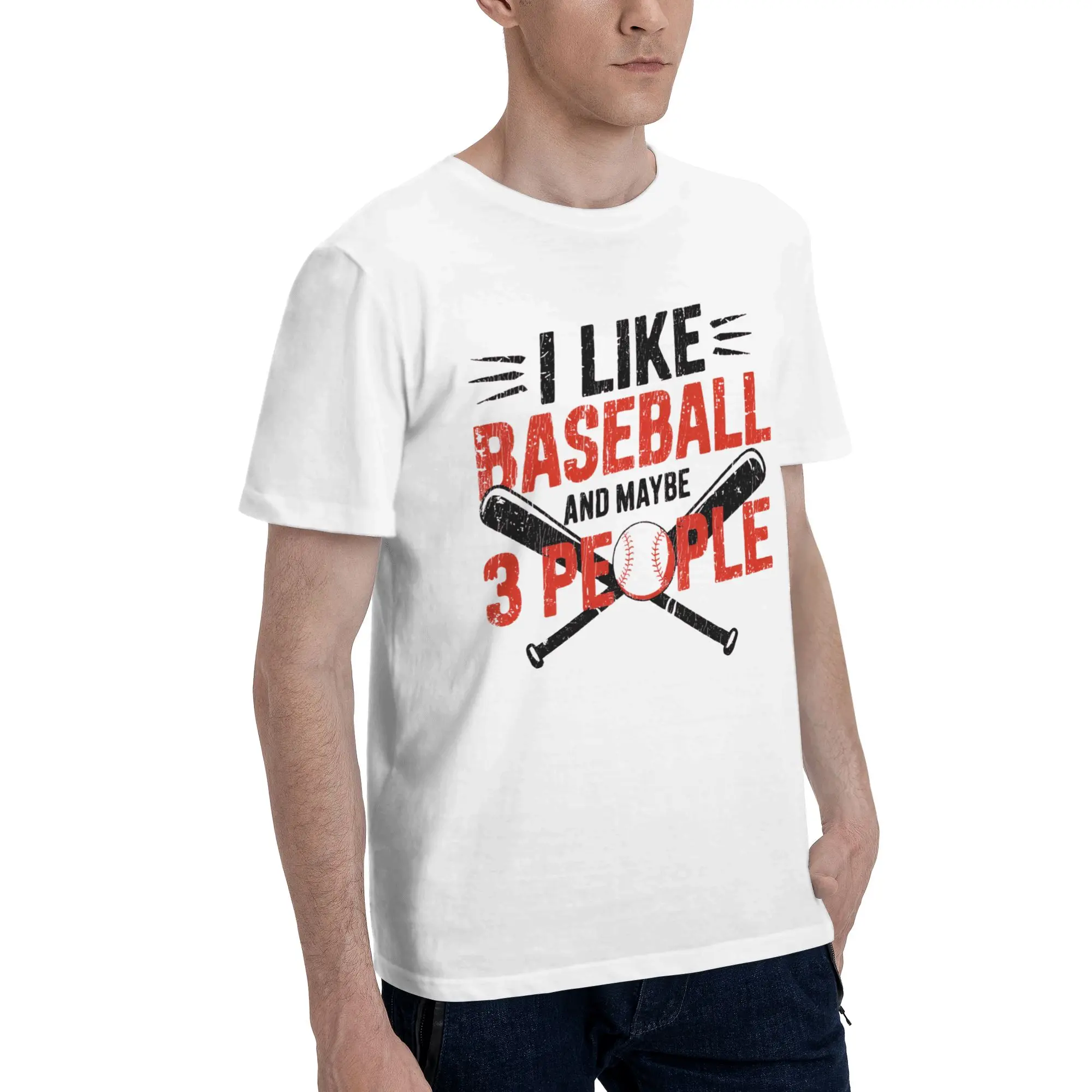 I Like Baseball And Maybe 3 People   Merch Men Women T Shirts Cotton Tee Graphic Printing  Tops T-shirt