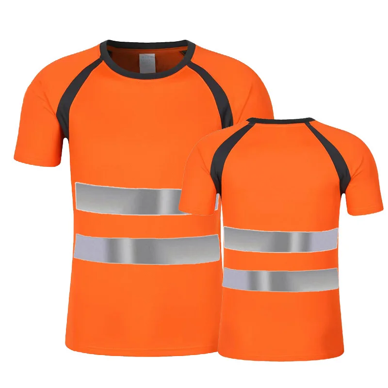 S-6XL Outdoor Shirt Fluorescent High Visibility Safety Work Shirt Summer Breathable Work T Shirt Reflective T-shirt Quick Dry