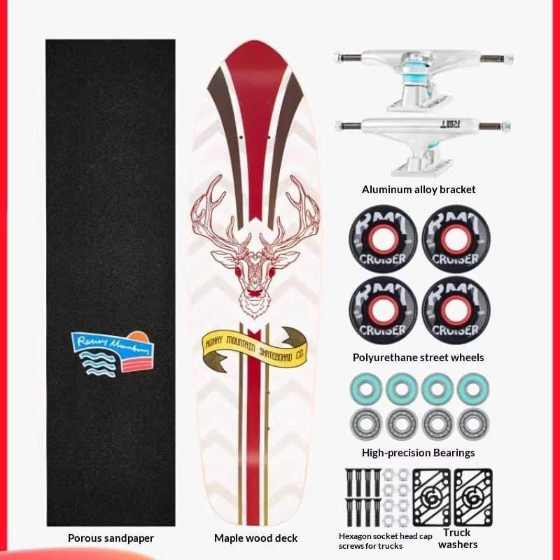 

Complete Maple Skateboard Cruiser Deck Trucks Bearings Wheels Beginner Adult Youth Urban Commuter Skate Park Street White