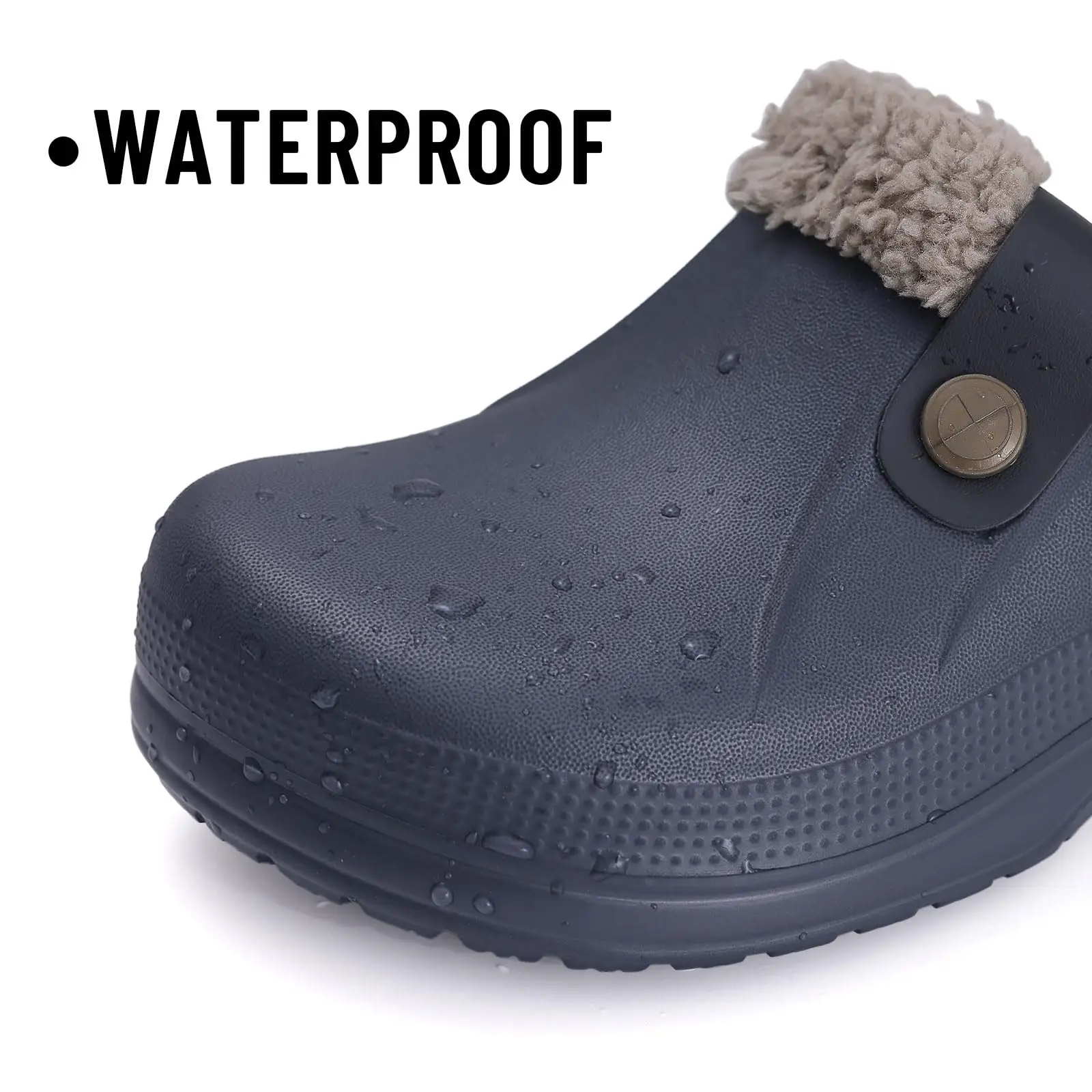 Lächeln Winter Pelz Gefüttert Clogs Frauen Fuzzy Hausschuhe Männer Warme Hausschuhe Erwachsene Outdoor Wasserdichte Hausschuhe Komfort Garten Clogs – Detail 11