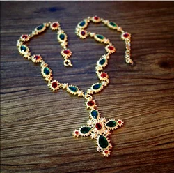 Luxury Crystal Statement Choker Cross Necklaces for Women Accossery Party Jewelry