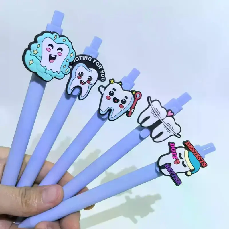 10Pcs Blue Series Retractable Gel Pens Dentist Teeth Theme Soft Gel Pen Smile Teeth Series Ballpoint Pen Student Stationery view 3