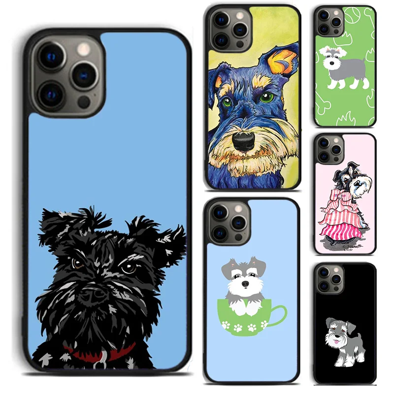 Cute Pet Dog Miniature Schnauzer phone Case For iPhone 16 15 14 Plus X XR XS apple 16 11 12 13 mini Pro Max coque