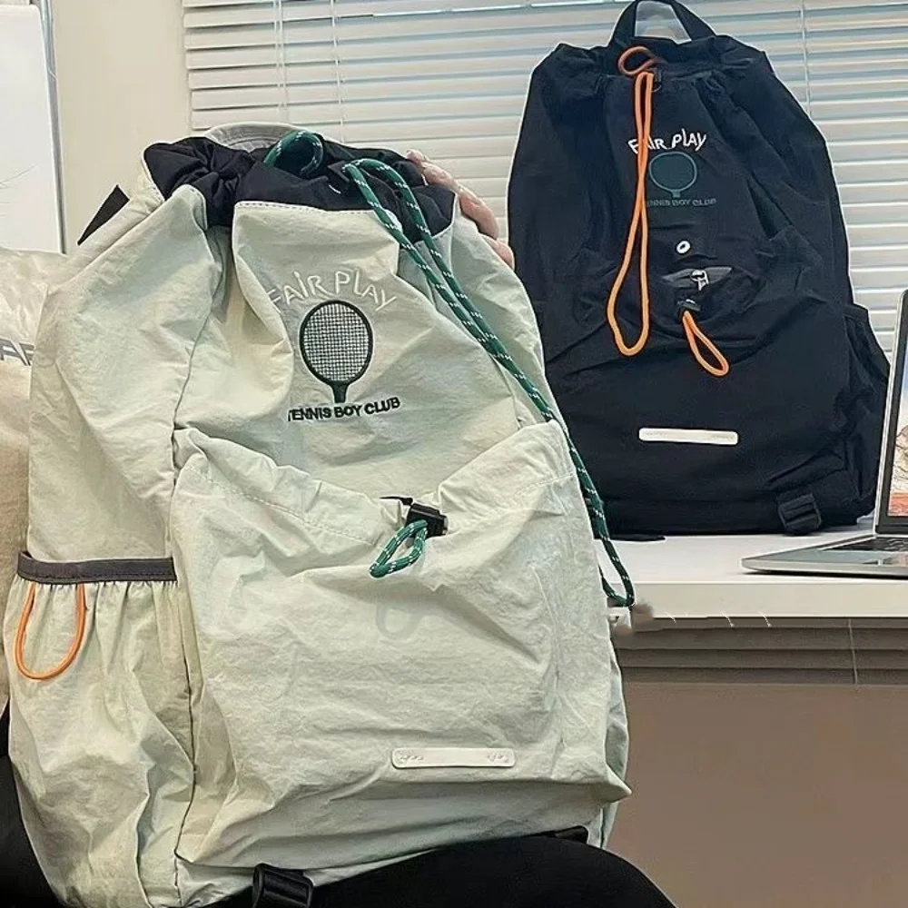 Large Capacity Travel Backpack Lightweight Badminton Bag Foldable Casual Mountaineer School Bag Unisex Sports Drawstring Bag