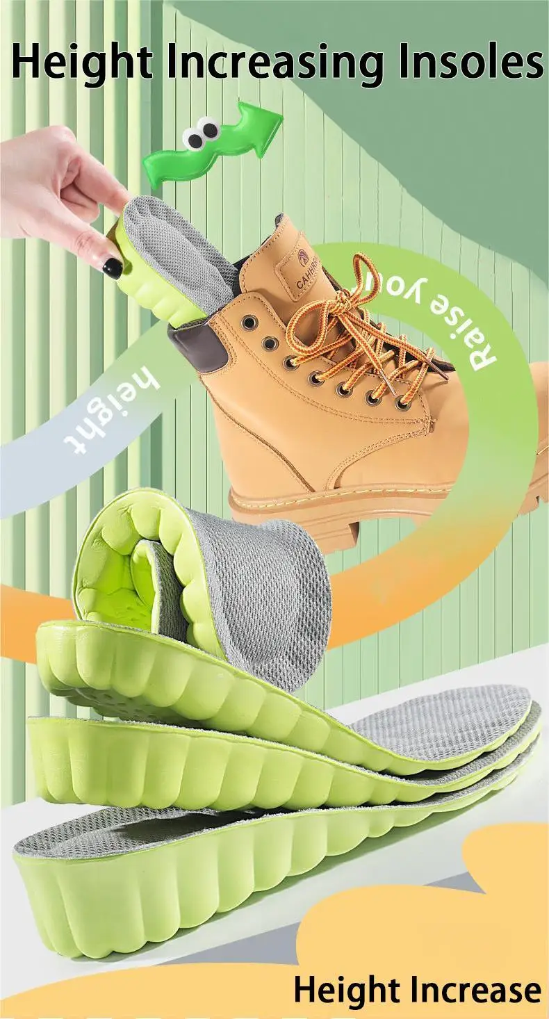 Fußgewölbe-Einlagen zur Erhöhung der Körpergröße, atmungsaktive, stoßdämpfende Sport-Einlegesohlen, weiche, bequeme Schuhpolster, 1 Paar. – Detail 1