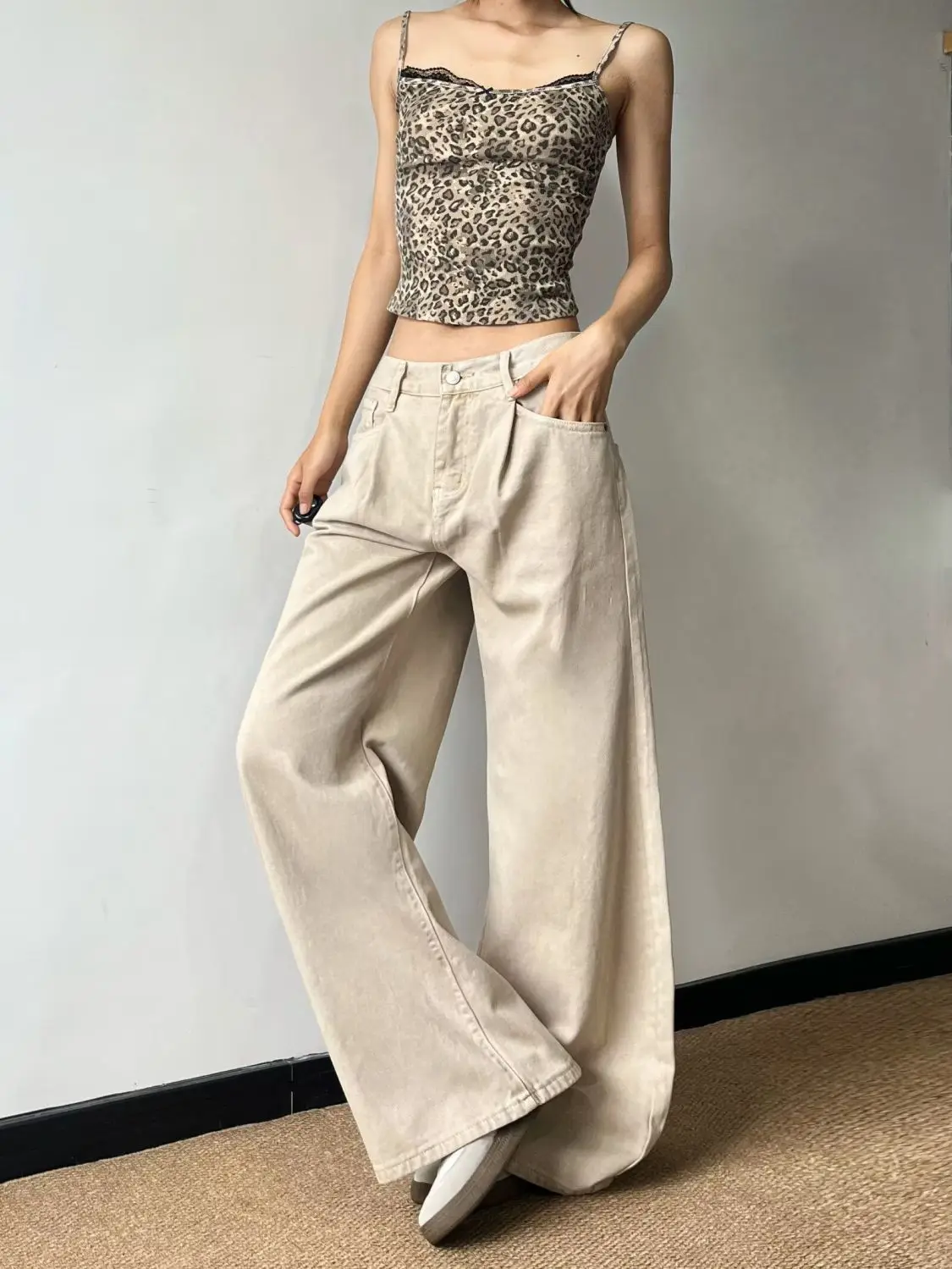 

Женские винтажные джинсы-карго цвета хаки Y2k, осень 202, Harajuku, широкие брюки большого размера, японские брюки 2000-х, 90-х годов, эмо-бойфренды