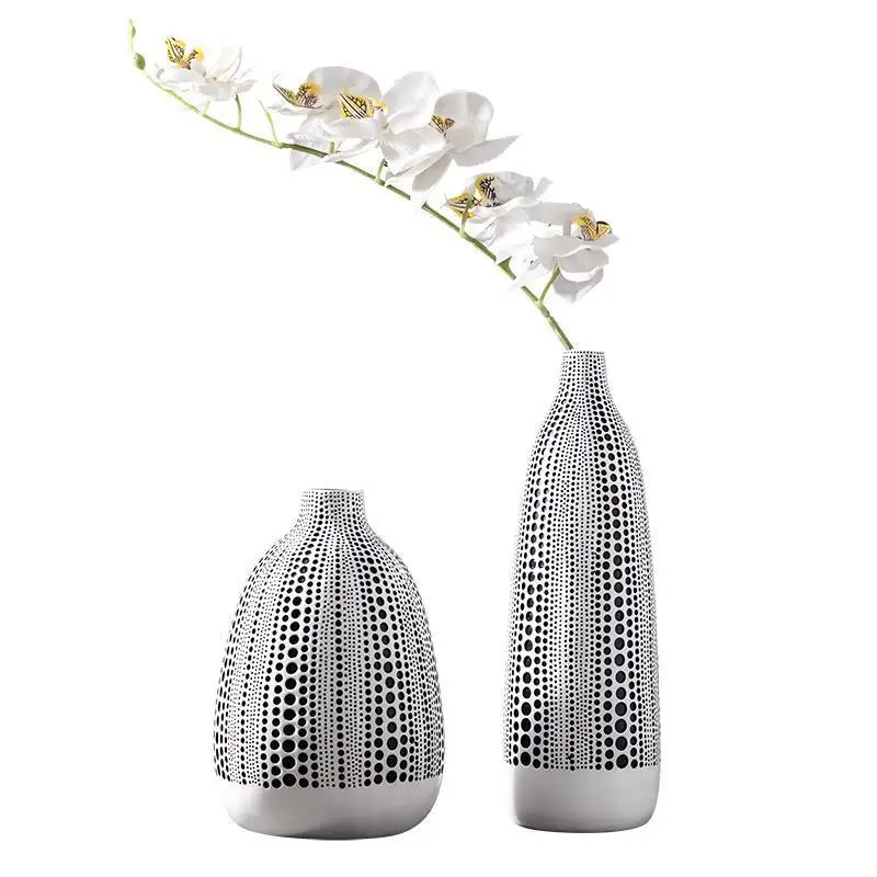 

Modern simple black and white polka dot vase creative resin flower arrangement decoration table porch TV cabinet living room