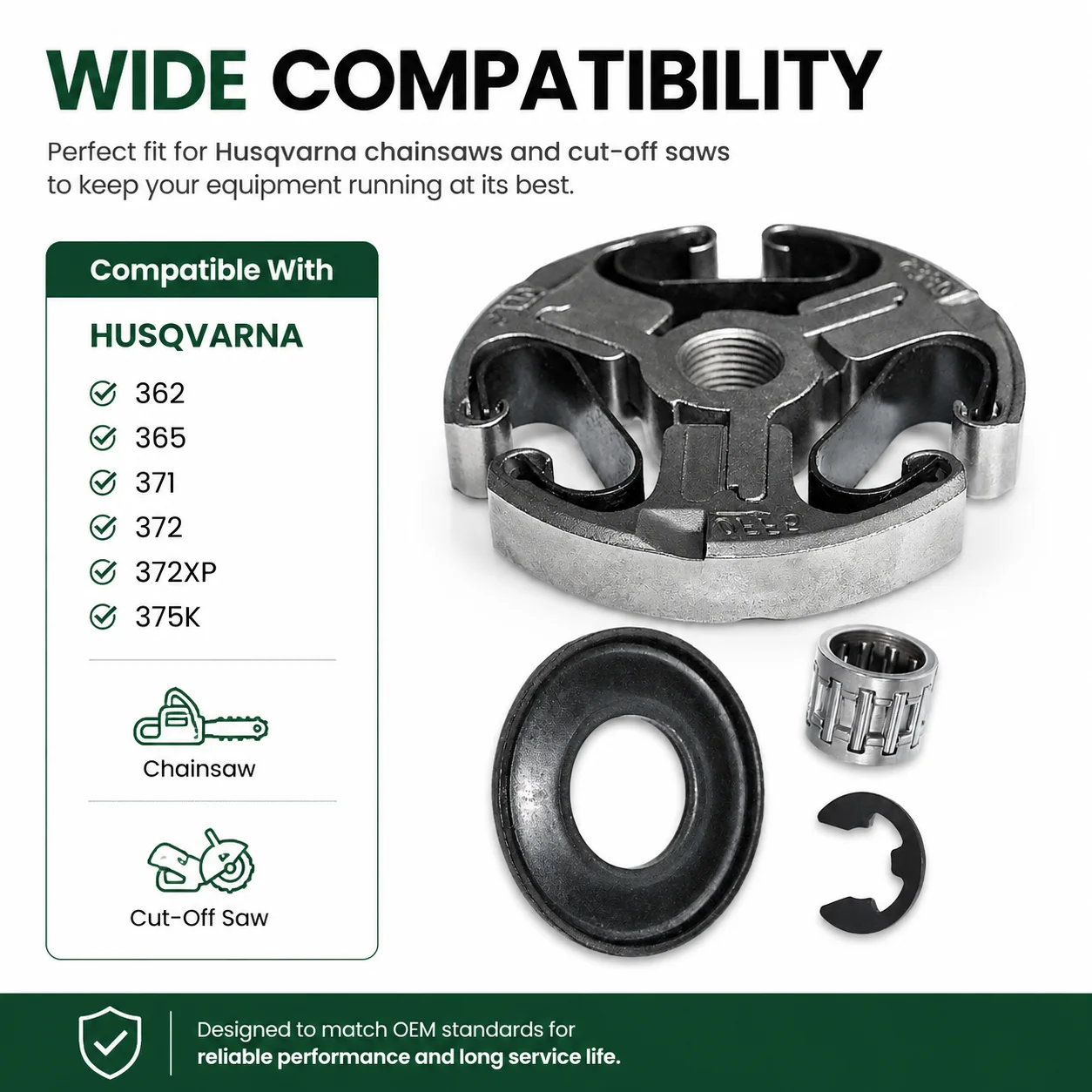 Clutch Needle Bearing Gasket Seal Kit for Husqvarna 362 365 371 372 372XP 375K Chainsaw Cut-Off Saw Replaces 503 74 44-06 Parts