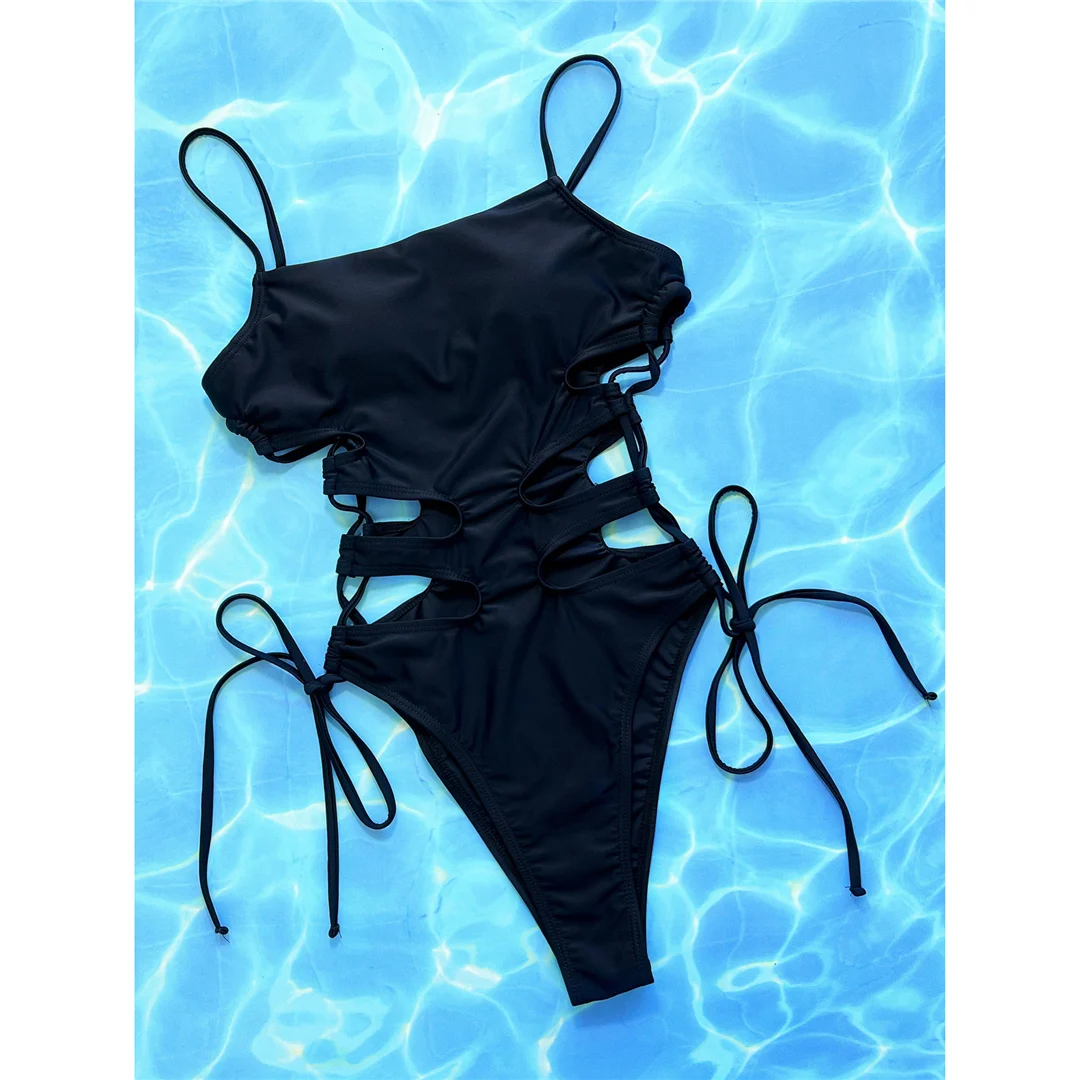 2026 Sexy Cut-Out-Badeanzug mit Schnürung, Riemchen, hohem Beinausschnitt und Polsterung, einteiliger Badeanzug für Damen, Badebekleidung, Badeanzug, Schwimmanzug V4718 – Detail 9
