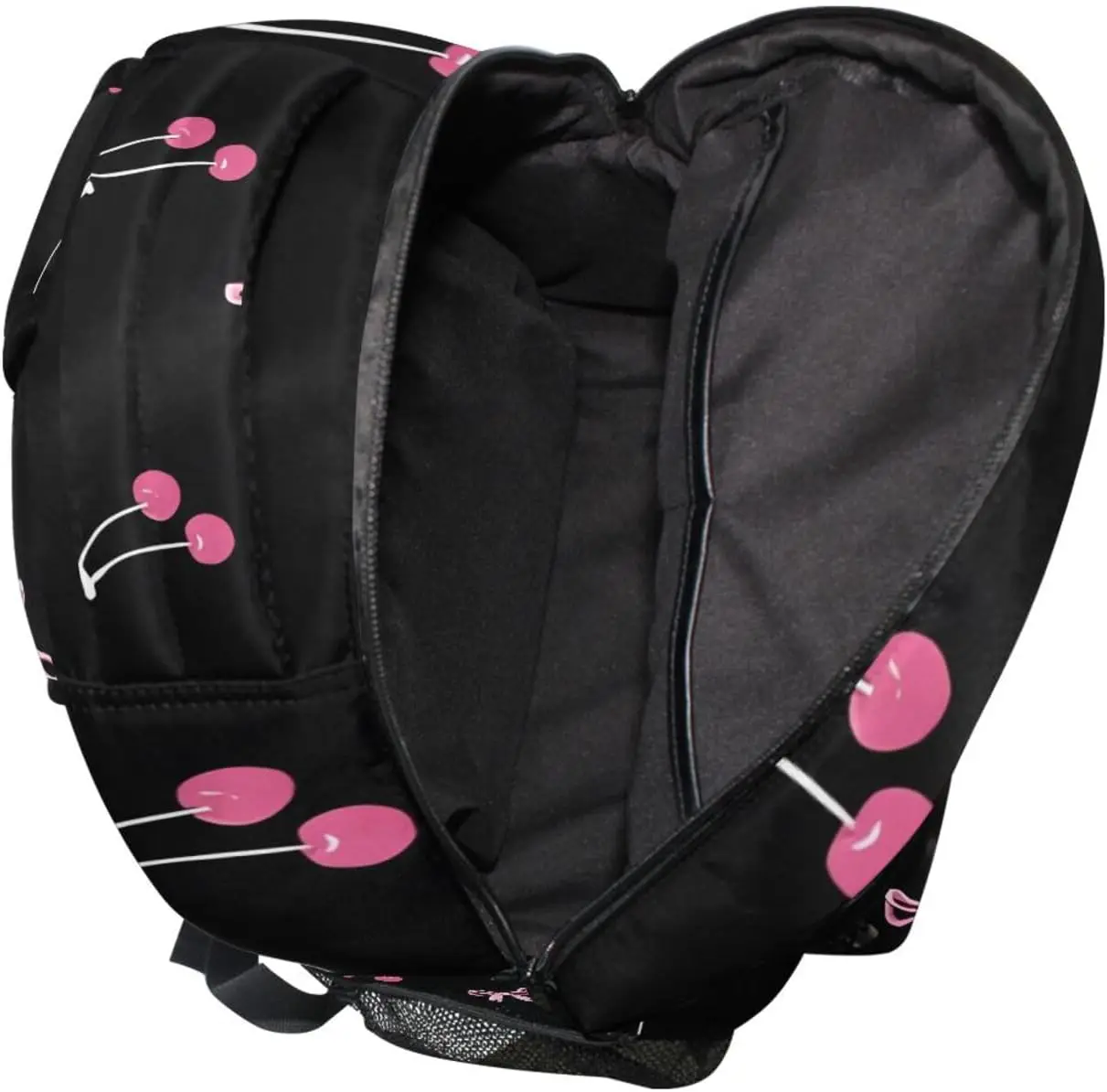Schwarz-rosa Schleife-Kirsch-Rucksäcke für Mädchen und Jungen, Grundschultasche, Kinder-Büchertasche, personalisierter Reise-Tagesrucksack der 3., 4. und 5. Klasse