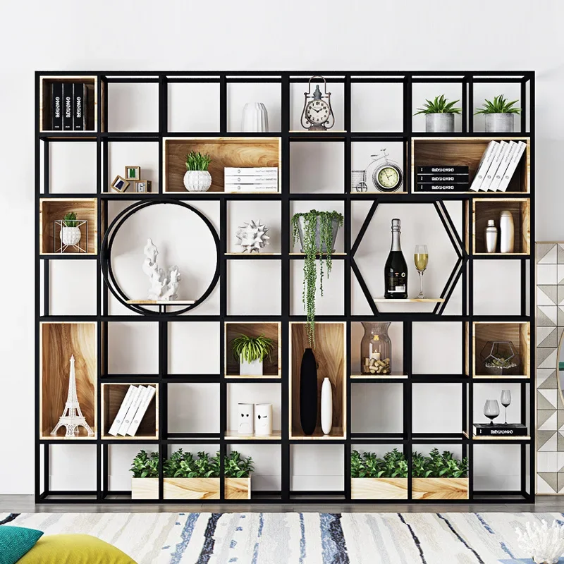 Screen modern simple industrial style locker entrance display shelf living room bookshelf