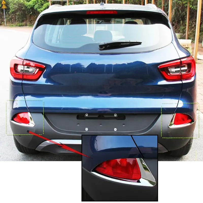 For Renault Kadjar 2015 2016 2017 2018 Chrome Rear Tail Fog Light Lamp Eyelid Cover Protector Molding Frame Bezel Trim Styling